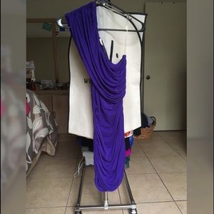 One-shoulder purple mini party dress